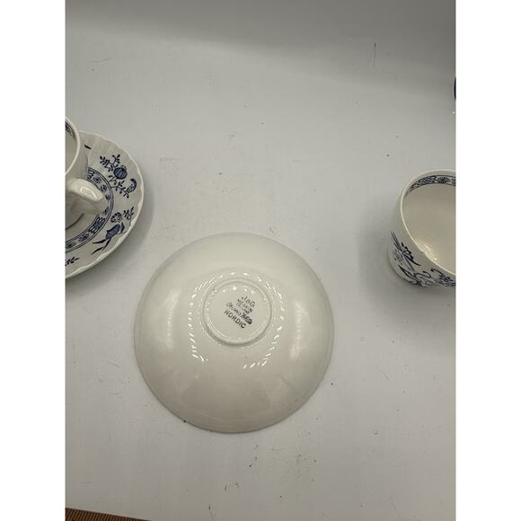 Set Of 2 Blue Nordic Blue Onion Johnson Brothers Ironstone Coffee Cup And Saucer - Picture 10 of 13